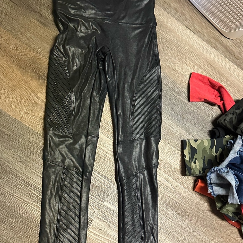 Authentic Spanx Black Faux Leather Leggings
